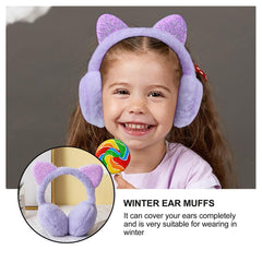 SYGA Children's Cute Pink Kitty Design Warm Earmuffs for Cold Protection Hot Warm Glitter Sequine Suitable For 10 Years Above