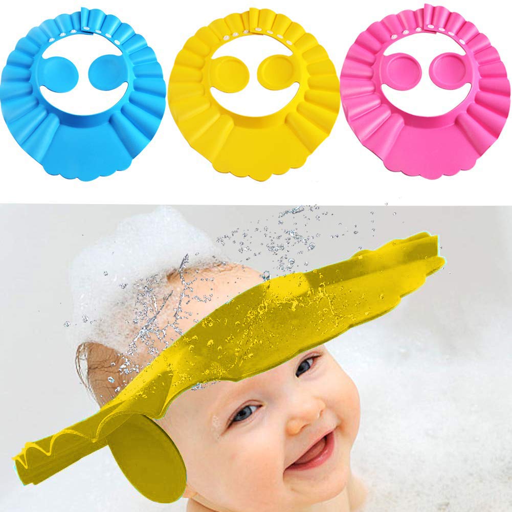 SYGA 2 Pcs Baby Shampoo Shower Bathing Protection Bath Soft Cap Soft Adjustable Visor Hat for Toddler, Baby, Kids, Children(Color May Vary)