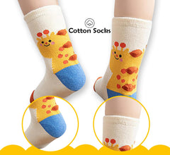 SYGA 5 Pairs Baby Girl & Baby Boy Socks, Toddlers Infant Cotton Stretch Crew Socks with Giraffe Design, Suitable for 9 Months to 2 Years baby