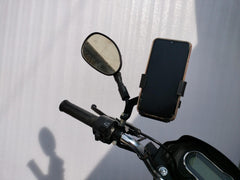 MOMISY Mobile Holder for Bike, Scooty, Motorcycle, Activa Metal Mirror Bar Mobile Phone Holder/Hook/Clamp/Stand/Mount 360° Rotatable Mobile Stand Mirror Mount