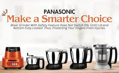 Panasonic Heavy Duty Mixer Grinder For Kitchen MX-AV425 (Sunstone Orange) Elements Series Powerful 1500W (MMLW) 4 Jar (Three-304 Stainless Steel & 1Juicer Extractor Jar) | 5 Years Motor Warranty