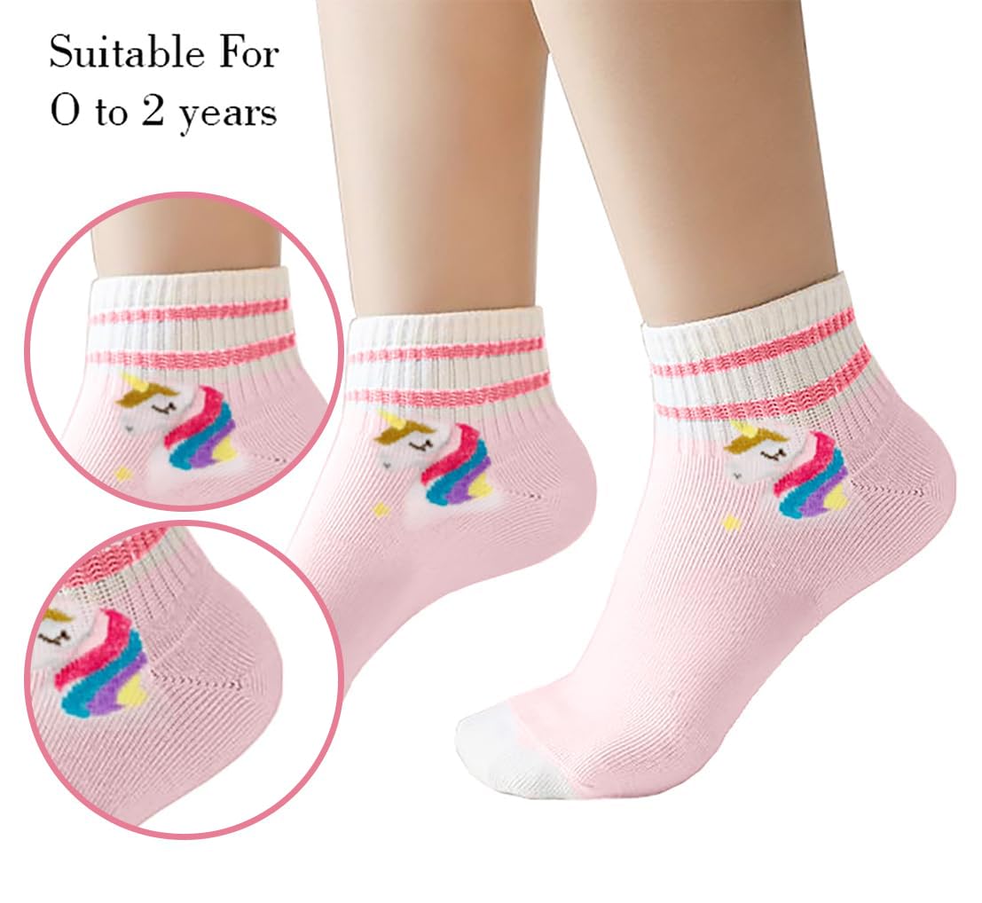 SYGA 5 Pairs Baby Girl & Baby Boy Socks, Toddlers Infant Cotton Stretch Crew Socks with Unicorn Design, Suitable for 0-2 Years baby