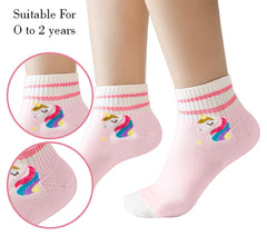 SYGA 5 Pairs Baby Girl & Baby Boy Socks, Toddlers Infant Cotton Stretch Crew Socks with Unicorn Design, Suitable for 0-2 Years baby