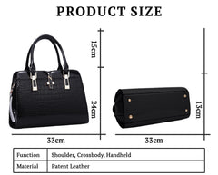 SYGA Leather Hand-Held Crocodile Pattern Women's Bag Single-Slant Handbag(BLACK)