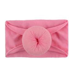SYGA Pack Of 2 Baby Headbands Soft Cotton Strechable Turban Hairbands For Newborn Infant Toddlers Kids 0-3 Years (Pink-Grey)