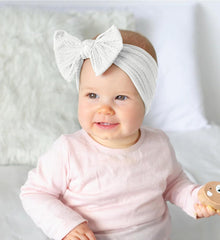 SYGA Baby Headbands Soft Nylon Bow Hairbands Strechable for Newborns, Infants, Toddlers and Kids 0-3 Years (Beige)