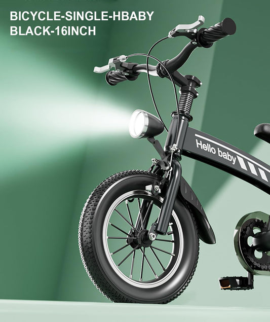 SYGA Bicycles for Kids 4-7 Years Old 16-inch Children's Light Bicycle Magnesium Alloy (16 INCH, Black)