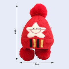 SYGA Unisex Wool Baby Cap for Kids Winter Cap, Ear Protection Woolen Pom Pom Caps 5-15 Year - Blue
