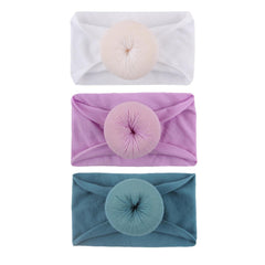 SYGA Pack Of 2 Baby Headbands Soft Cotton Strechable Turban Hairbands For Newborn Infant Toddlers Kids 0-3 Years (Pink-Grey)