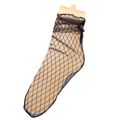 SYGA Cheks Pattern Black Women Girl Transparent Mesh Sock Elastic Sandals Socks