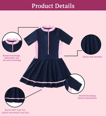 SYGA Cute Swimsuits for Little Princess Baby Girls XL-Size Perfect for GIrls Age 7-8 Years old (DarkBlue)