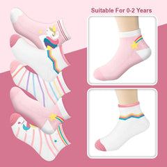 SYGA 5 Pairs Baby Girl & Baby Boy Socks, Toddlers Infant Cotton Stretch Crew Socks with Unicorn Design, Suitable for 0-2 Years baby