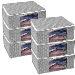 Homestrap set of 6 Foldable Saree Covers/Clothes Storage Bag/Wardrobe Organizer With Transparent Window And Zip For Lehenga, Suit, Dress,& Accessories (Grey)(Featured on Shark Tank), Polypropylene