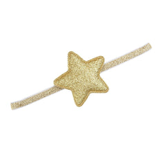 SYGA Baby Girl's Glittery Star Headband Soft & Stretchable Fabric Hairband for Infants, Toddlers Little Princesses (0-3 Years Golden)