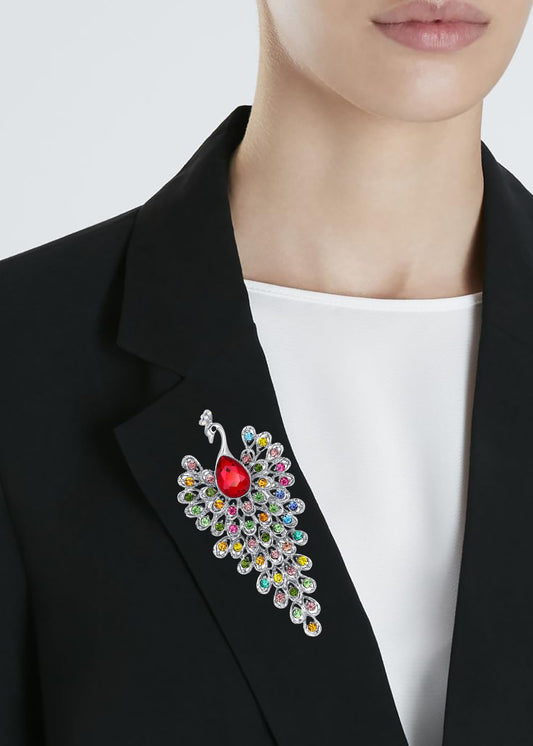 SYGA Brooch Pin Fashion Crystal Rhinestone Jewellery Pin Vintage Clothing Accessories Decoration Peacock Brooches For Men's & Women- S254