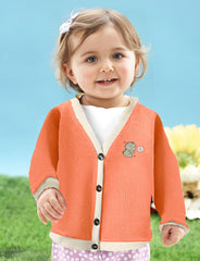 MOMISY Cotton Blend Baby Boy & Girls Sweater Jacket Front Open Cardigan (6 to 12 Months, Orange)