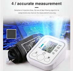 Automatic Digital Blood Pressure Monitor for Upper Arm, Large LCD Display, One-Touch Operation, Irregular Heartbeat Detection, Memory Function, Adjustable Cuff (22–32 cm) for Home Use