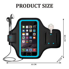 MOMISY Armband Arm Band Bag for Mobile for Cycling, Running, Jogging, Gym Exercise, Outdoor Sports Waterproof Compatible with iPhone & Other Phones, Size up to 7.0 inch (Blue)