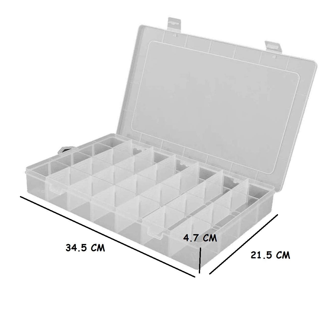 SYGA 28 Grid Cells Multipurpose Plastic Rectangular Storage Box with Removable Dividers, (White, Small)