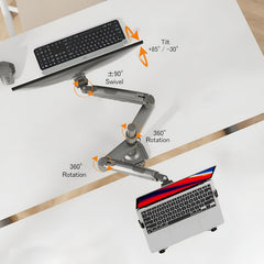 SYGA NB H180-FP Dual Monitor Desk Mount, 22-32 Inches, 2-12KG Load Capacity, Black
