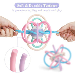 SYGA Baby teether Ball Rattle Manhattan Baby molars Solid Tooth Grip Exercise Hand Grab Toy 0-3 Months