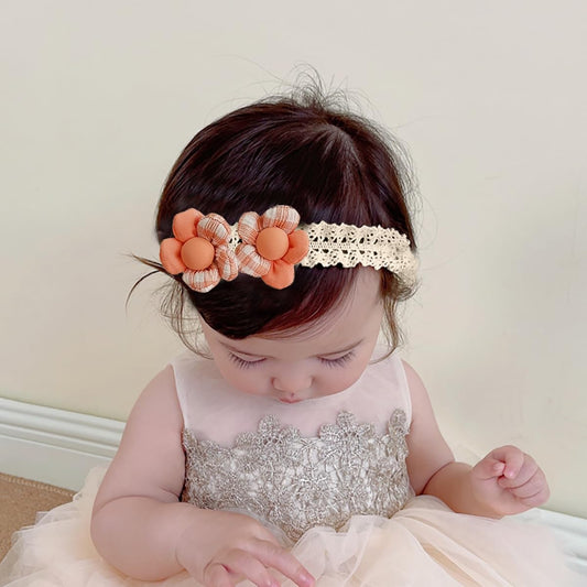 Baby Girl Hair Braids Lace Flower Headband, Pink