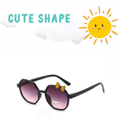 SYGA Children's Sunglasses Square Frame Bow-Knot Lens Eyewear Polygonal Kids Goggles Anti-UV Sunglasses (Beige)