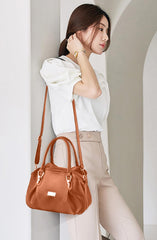SYGA Women's Bags Soft Leather Middle-Aged And Elderly Women's Bags Single Shoulder Crossbody Bag(Khaki)
