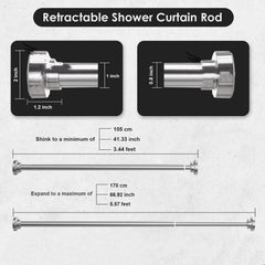STANSY Adjustable Telescopic Curtain Rod, Stainless Steel, 125 to 220 cm, Heavy-Duty Tension Rod for Window, Door & Bathroom, Rust-Resistant, Multipurpose Expandable Rod