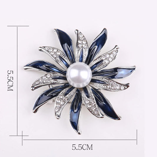 SYGA Brooch Blue & White Fashion Crystal Rhinestone Jewellery Pin Vintage Accessories Decoration Clothing Brooches for Bridal Women Girl - Blue & White