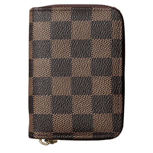 SYGA New Chex Design Card Bag Fashion Multi-Card Business Card Bag Zipper Coin Purse Card Holder Supports(CHEX-Brown-Style-1)
