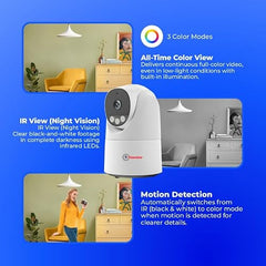 Trueview 3MP WiFi Robot Security Camera | 360° Pan Tilt | All-Time Color Night Vision | AI Auto Tracking & 2-Way Audio | Alexa Compatible | Supports 256GB Memory Card | STQC Certified for Privacy