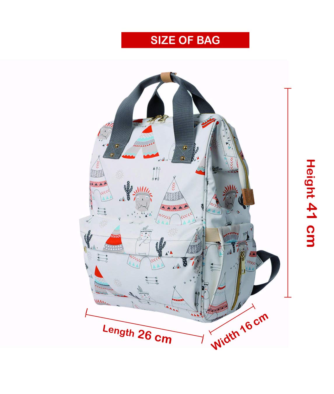 SYGA Diaper Bag Mother Bag Multi-Function Nappy Backpack Bag Organizer for Travel Diaper Bag-Grey