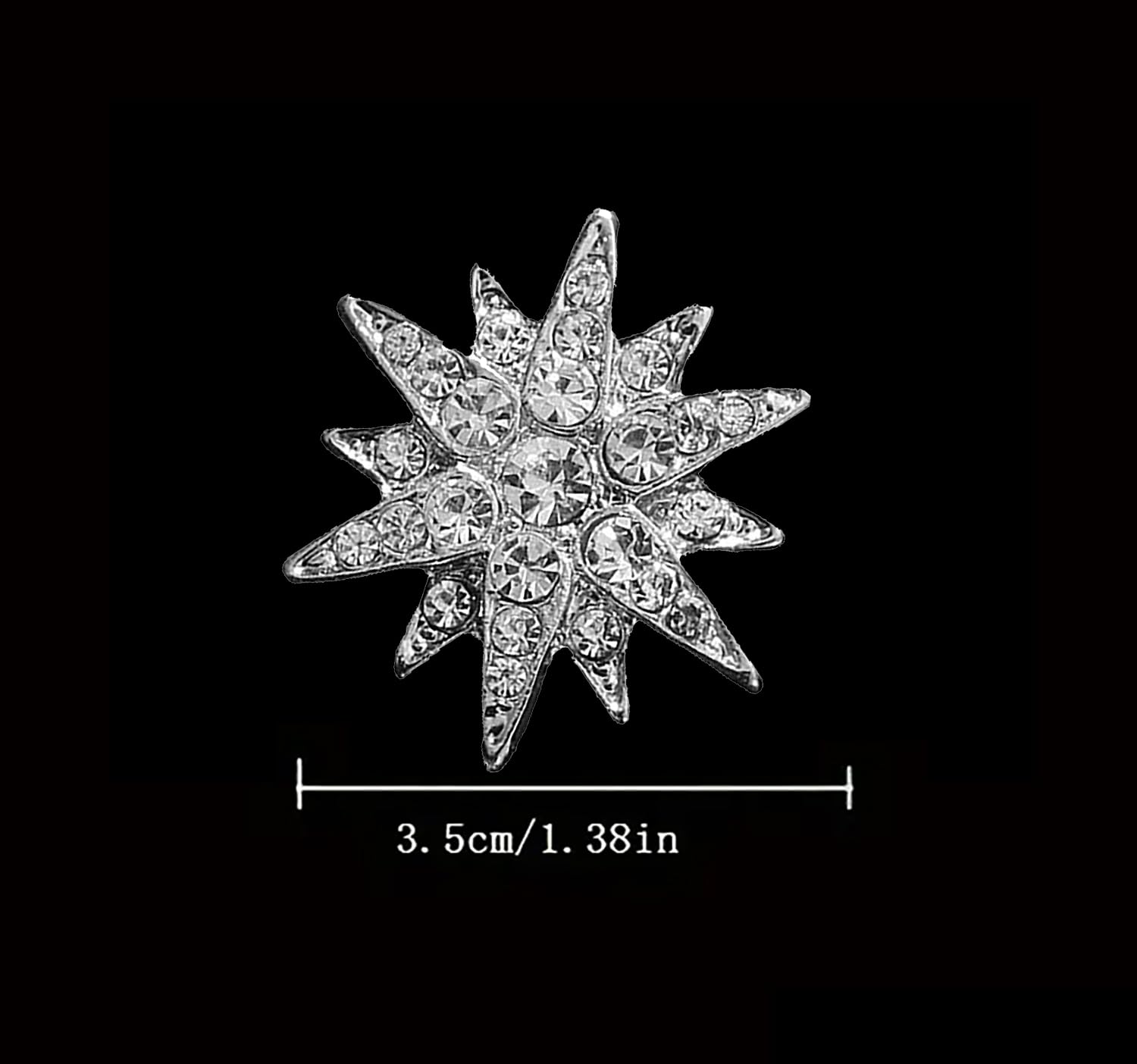 SYGA Men's Suit Chest Brooch Fashionable Rhinestone Decoration Diamond Clothing Accessories Silver six-pointed star