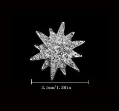 SYGA Men's Suit Chest Brooch Fashionable Rhinestone Decoration Diamond Clothing Accessories Silver six-pointed star
