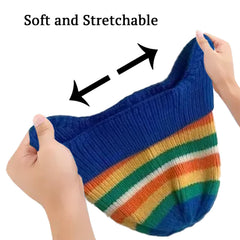 SYGA Baby Winter Cap 1-5 Years Wool Multi-Stripe Warm Knitted Hat with Ear Protection Rainbow hat [Blue]