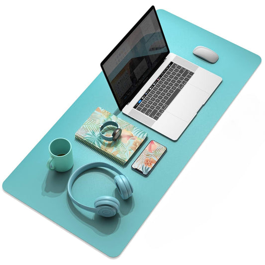 SYGA Desk Pad Protector Waterproof PU Desk Mat Blotters on Desktop Laptop Computer Gaming Keyboard Mouse Pad Non-Slip Desk Writing Mat Cover for Office & Home, Dark Cyan & Light Cyan - 60x30 cm