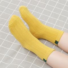 MOMISY 5 Pairs Baby Girl Boys Tube Socks Toddlers Infant Solid Color Boat Spring and Autumn Socks Bamboo Stretch Crew Baby Socks - Multicolor, Extra Large 9 to 12 Years