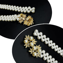 SYGA Pearl Adjustable Waist Belt with Hollowed Tassel Detail, Suitable Size for Waist 24-34 INCH