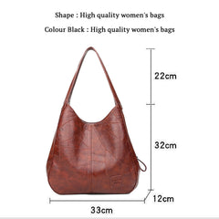 SYGA Women's Leather Shoulder Tote Bag, Large Capacity, Multi-Compartment(Brown)
