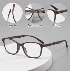 SYGA Anti-Blue Ultra Light Reading Glasses For The Elderly Reading Fashion Pattern Glasses(Purple frame)