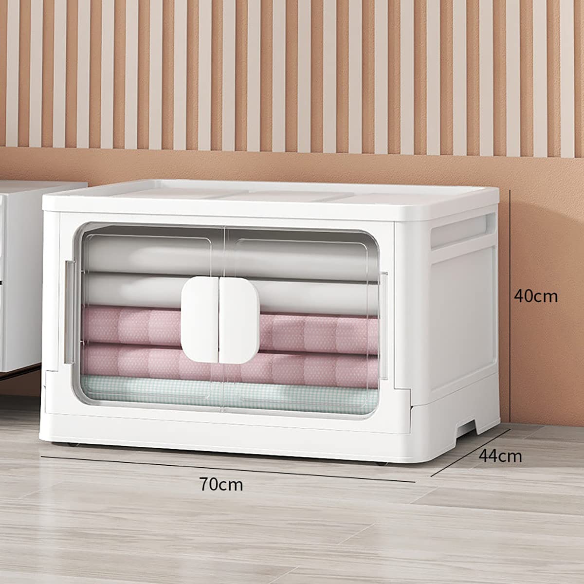 SYGA Large Snack Storage Box Drawer Type Clothes Toy Book Storage Box Home Living Room Finishing Storage Cabinet(White- Transparent)