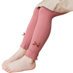 SYGA Girls Leggings Spring and Autumn Cotton Lace Tights for Toddlers Size M, Age 3-5 Years Old(Pink)