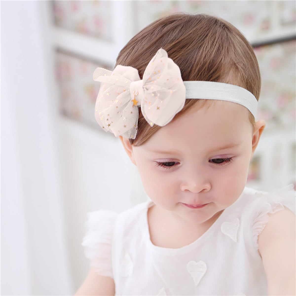 SYGA 3 Pcs Baby Girl Headband Soft Flower Bow Strechable Hairband Suitable For Newborns, Infants, Toddlers and Kids 0-3 Years(Color - 43)