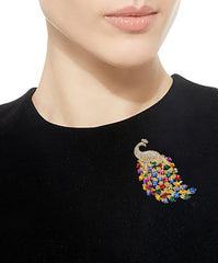 SYGA Brooch Pin Fashion Crystal Rhinestone Jewellery Pin Vintage Clothing Accessories Decoration Retro Crystal Peacock Brooches Colorful For Women- S252