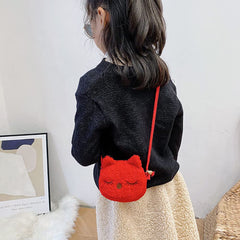SYGA Children Girls Messenger Bag Coin Purse Small Bunny Rabbit Cat Cartoon Shoulder Bag (Beige (Cat))