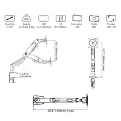 SYGA NB G40 Heavy Duty Monitor Desk Mount, 22-40 Inch Screen Support, 2-15kg Weight Capacity, Full Motion Gas Spring Arm, Black