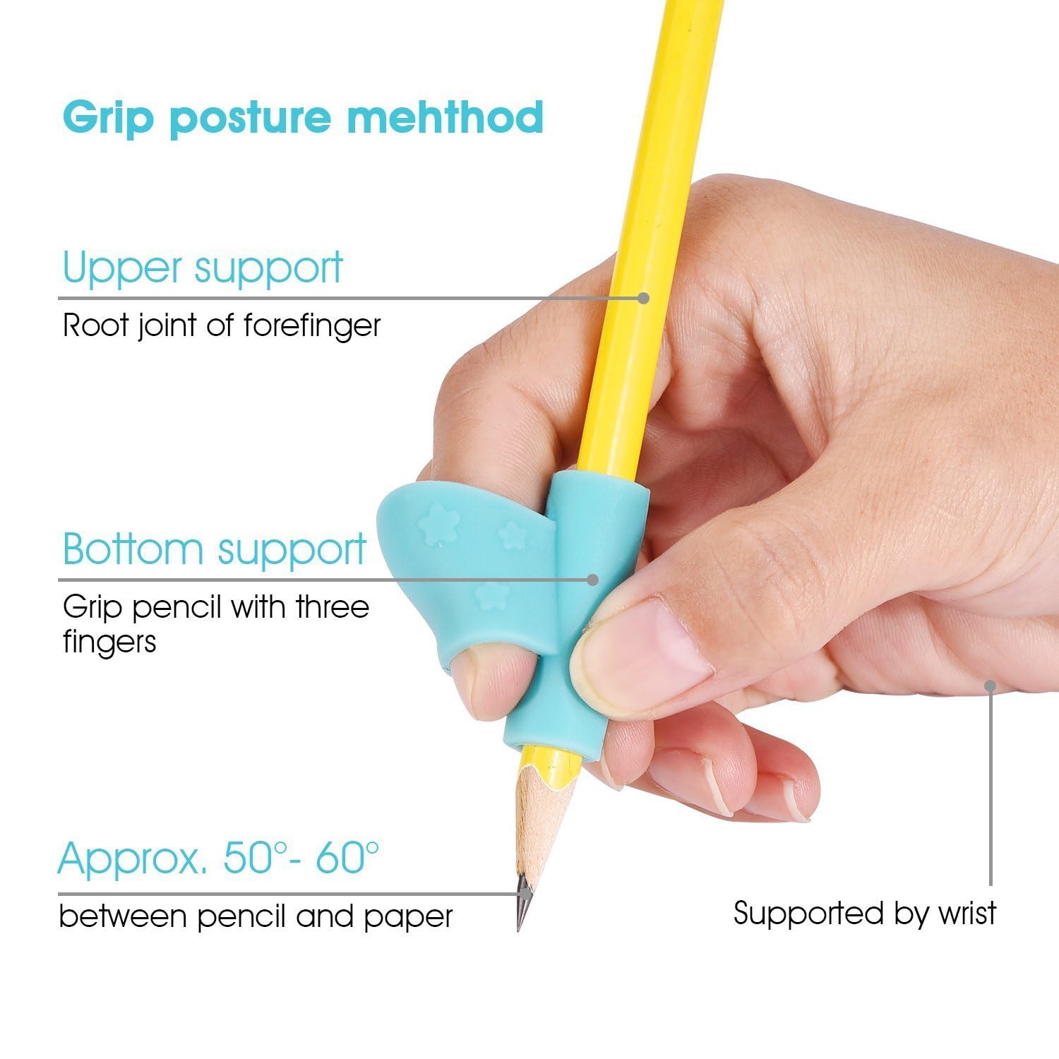 SYGA 3 Pcs Pencil Grips for Kids Handwriting,Silicone Ergonomic Pen Writing Aid Grip Pencil Grip