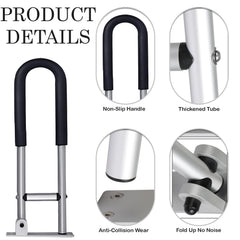 MOMISY Wall Mounted Flip up/Folding Aluminum Grab Bar Rails 23.6 Inch Toilet Handrails Bathroom Safety Bar Hand Support for Senior Citizen Injured and Handicapped (1)