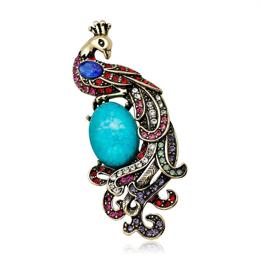 SYGA Brooch Pin Fashion Crystal Rhinestone Jewellery Pin Vintage Clothing Accessories Decoration Peacock design Elegant Retro Brooches For Women- S69